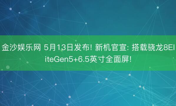 金沙娱乐网 5月13日发布! 新机官宣: 搭载骁龙8EliteGen5+6.5英寸全面屏!