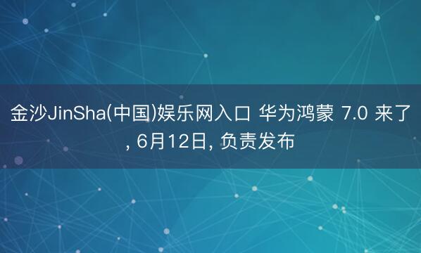 金沙JinSha(中国)娱乐网入口 华为鸿蒙 7.0 来了, 6月12日, 负责发布