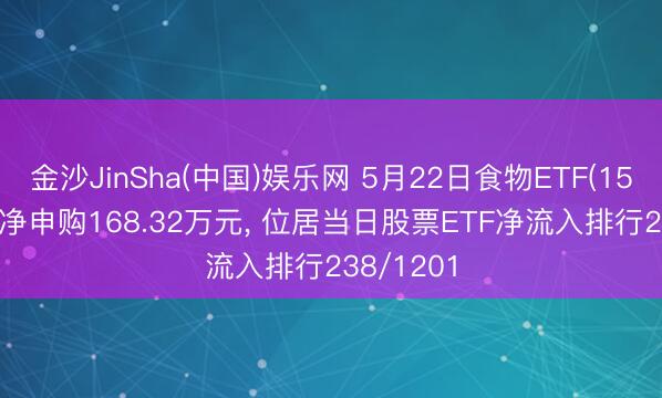 金沙JinSha(中国)娱乐网 5月22日食物ETF(159862)获净申购168.32万元， 位居当日股票ETF净流入排行238/1201