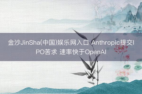 金沙JinSha(中国)娱乐网入口 Anthropic提交IPO苦求 速率快于OpenAI