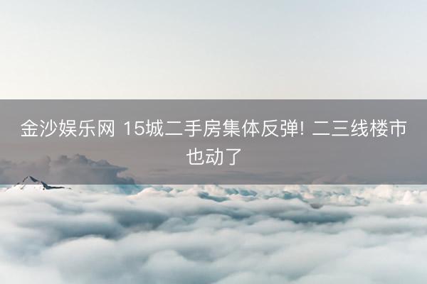 金沙娱乐网 15城二手房集体反弹! 二三线楼市也动了